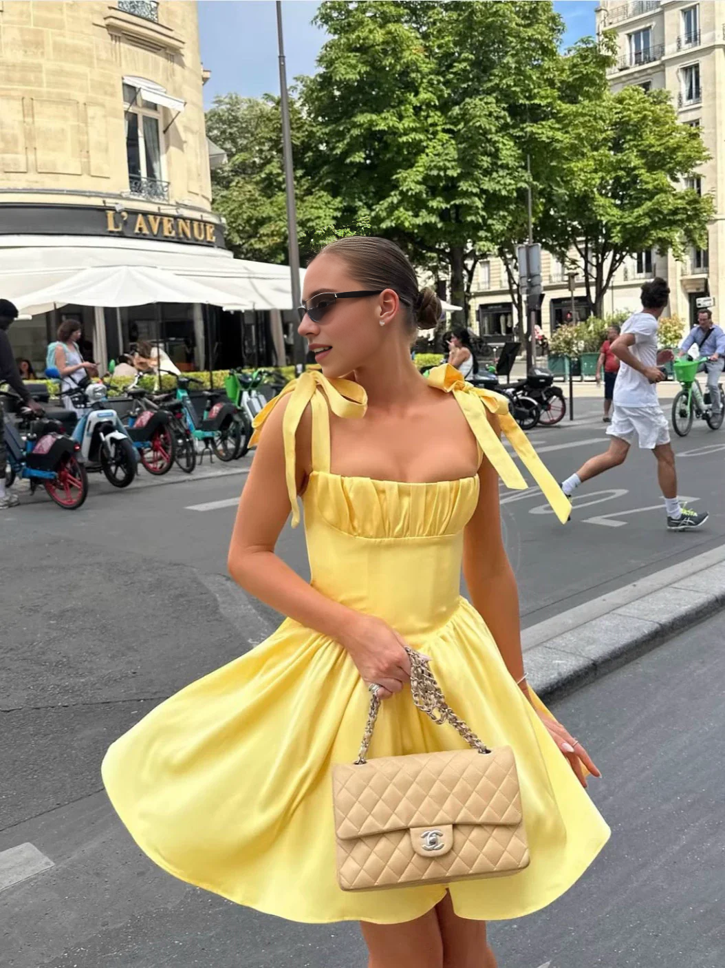 Luolandi A Line Bow Strap Prom Dress Charming Homecoming Dress Sweetheart Graduation Dress Simple Birthday Party Dress